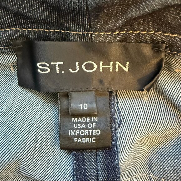 St. John Denim Jean Capris Women's 10 Blue Cuffed Stretchy Designer Classic Chic - Picture 10 of 10